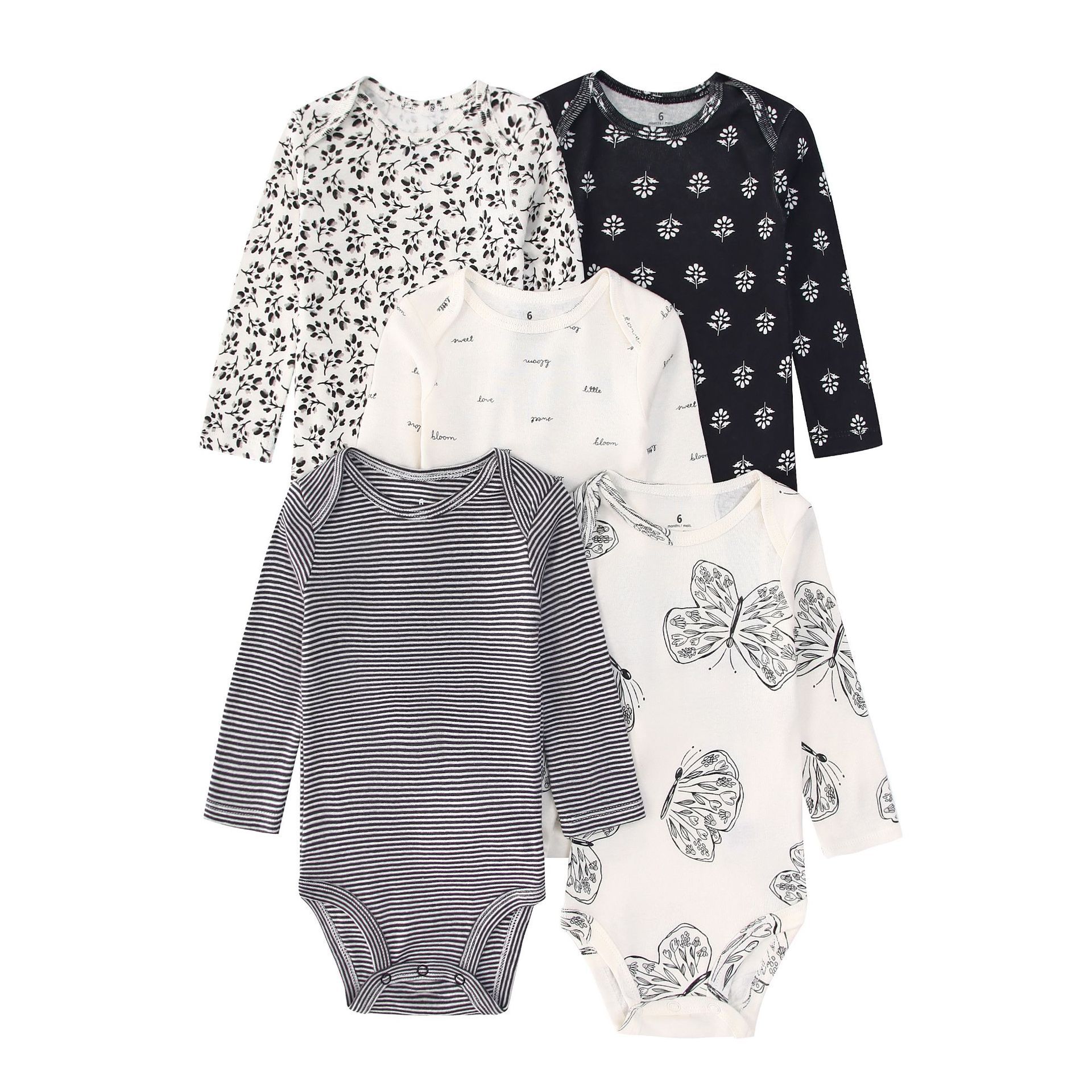 Baby Products Essential - 5PCS Newborn Infant Baby Bodysuits Long